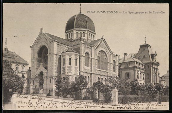 Cartoline postali: Chaux-de-Fonds, La Synagogue et le Contr – Usato da Berlin venduto da bartko-reher