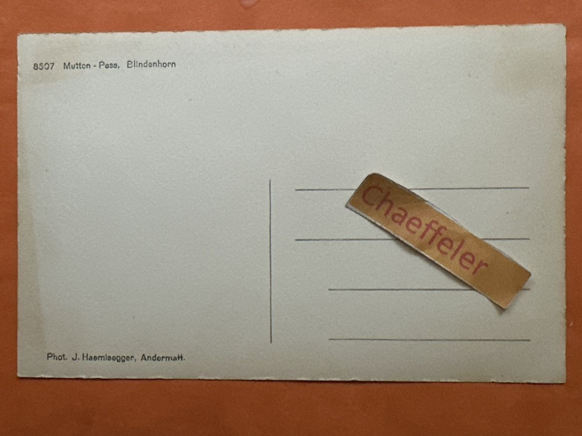 Cartoline postali: Mutten - Pass, Blindhorn – Usato da Zürich venduto da Chaeffeler 1