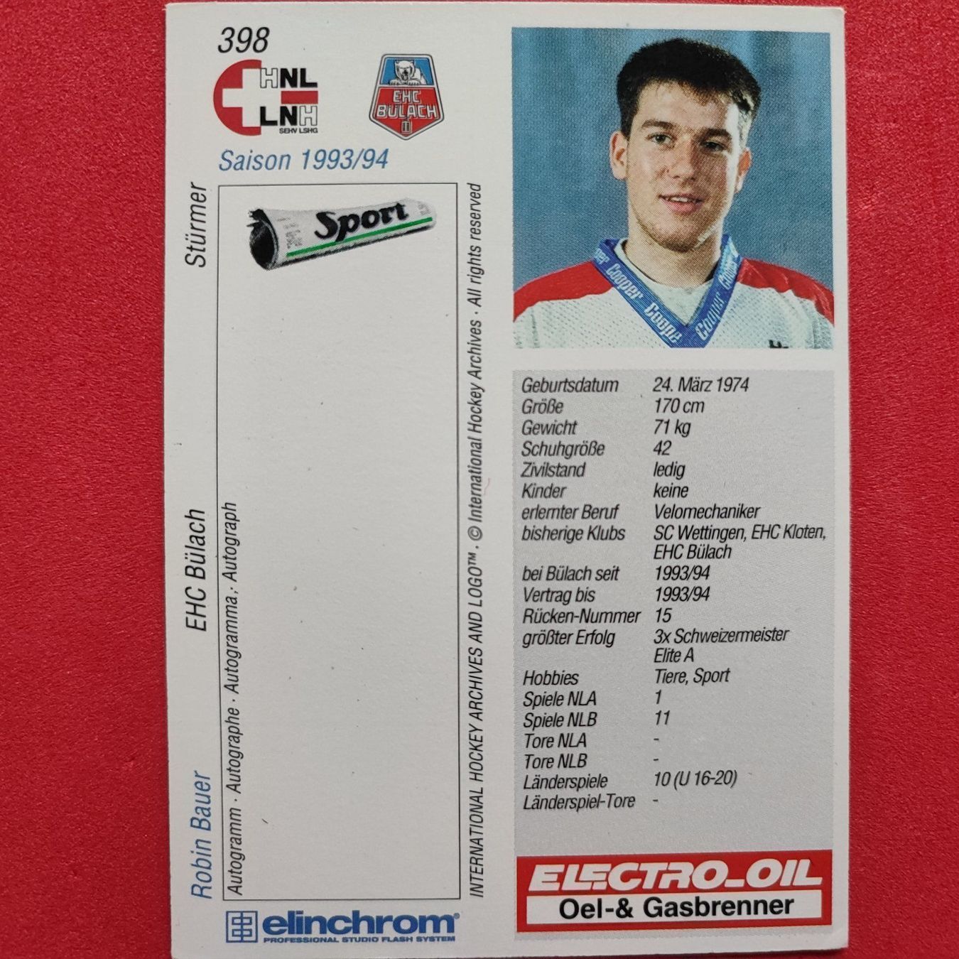 Carte collezionabili: Robin Bauer - EHC BÜLACH - 1993/94 – Usato da Dübendorf venduto da kb86_MOVIE 1