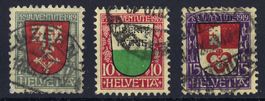 Pro Juventute Satz 1919 Kat.-Nr. J12-J14 gestempelt m. Abart