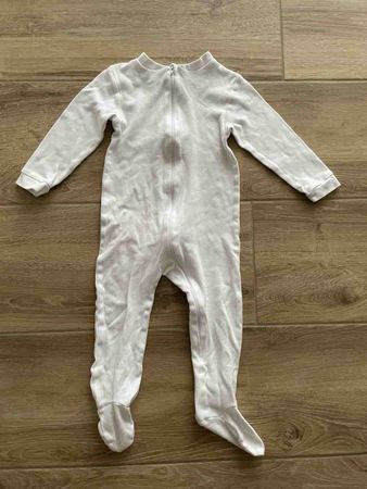 Baby Schlafanzug weiss mit Reissverschluss Gr. 86/92