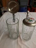 2 Bierhumpen / Biergläser mit Deckel von Feldschlösschen!