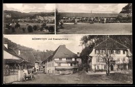 AK Gümmenen, Straßenpartie, Ortsansicht, Saanebrücke