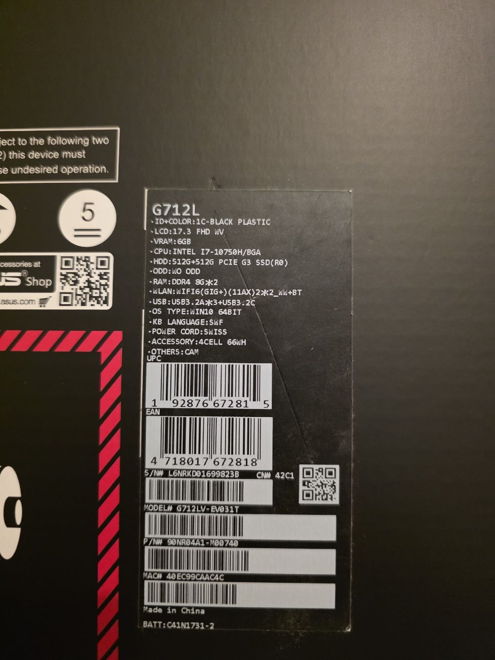 Asus Portables: PC Portable Asus ROG Strix G17 – D'occasion à Lausanne par Lucacheteur 5