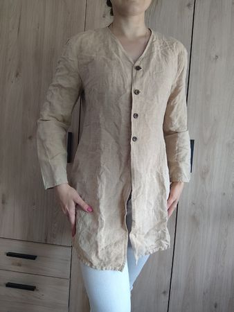 Damen Bluse PYRAMID Leinen Tencel Grösse 38 Beige