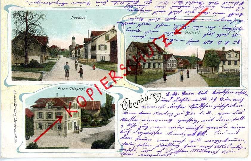 Cartoline postali: Oberbüren Neudorf Post  Litho 1906 – Usato da Dallenwil venduto da montem63