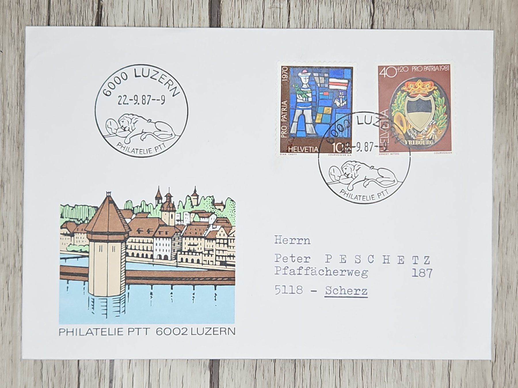 Tutti i francobolli: CL09 Enveloppe + Timbre Suisse 1987 – Usato da Cousset venduto da Patrick_Collections