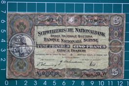schweizer wilhelm tell banknote 5 franken 1946
