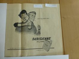 Parisienne Filtre, Zeitung Inserat. Werbung 1955