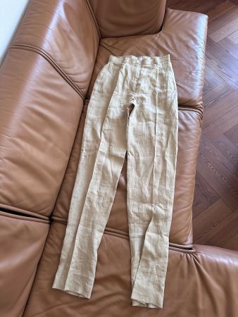 Pantalon Max Mara vintage en pur lin beige