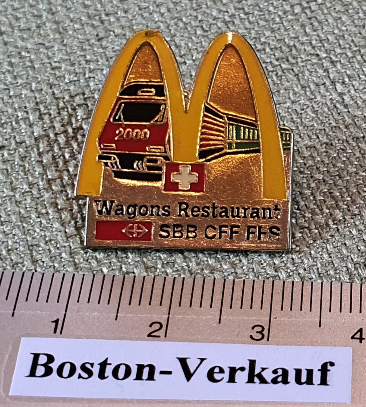 Mc Donald's Placchette & Badge: B036 - Pin SBB CFF FFS McDonald Wagen – Usato da Reinach BL venduto da Boston-Verkauf 1