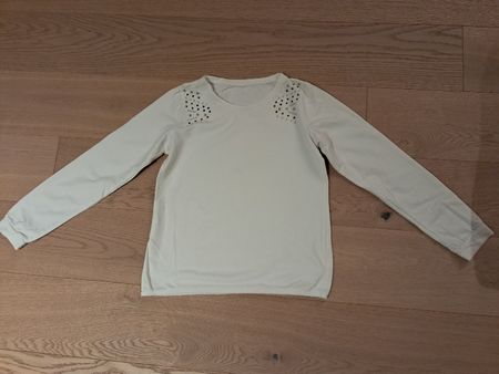 Weisses Langarmshirt mit Strass, Top Zustand, M