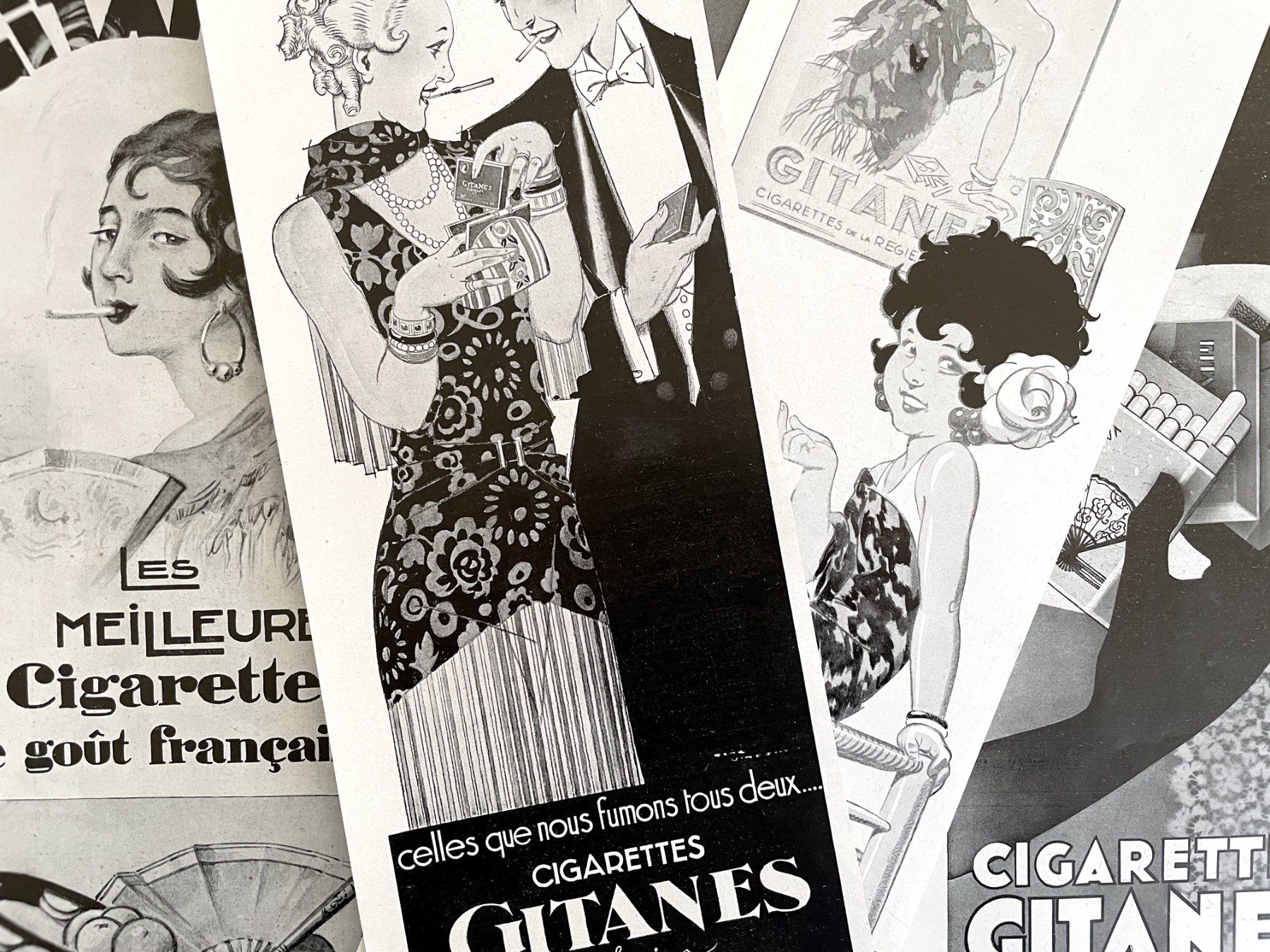 Poster & Bilder: Gitanes Cigarettes - 5 alte Werbungen / Publicités 1930/33 – Gebraucht aus Savagnier von Ne2065