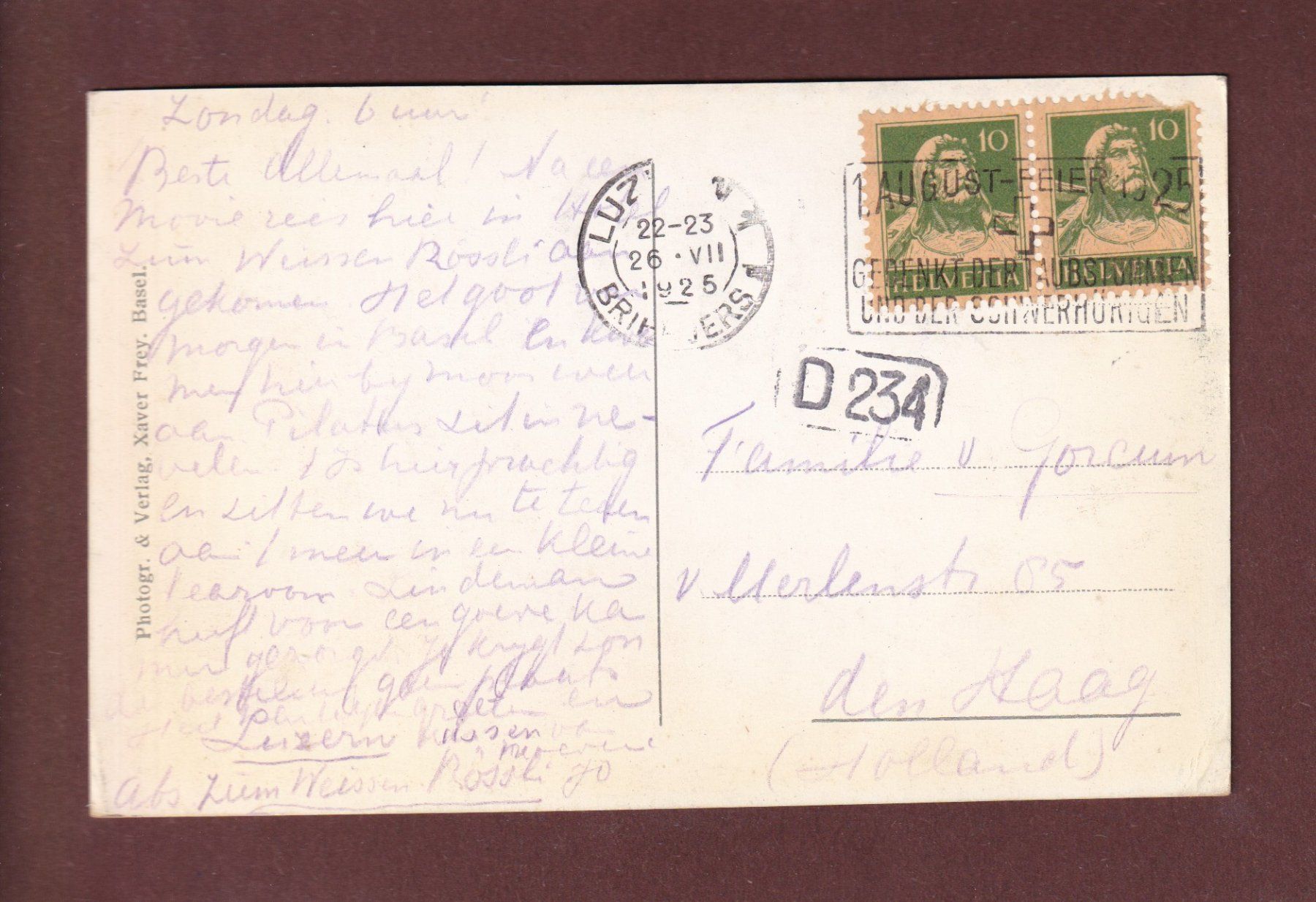 Cartoline postali: BASEL - Die 3 Rheinbrücken - 1925 – Usato da Pully venduto da nicecards-shop 1