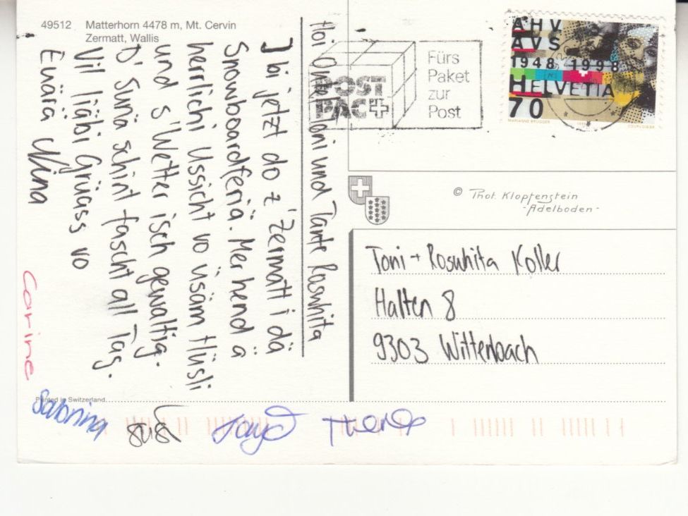 Cartoline postali: Matterhorn 1999 – Usato da Bürglen TG venduto da StampGraf 1