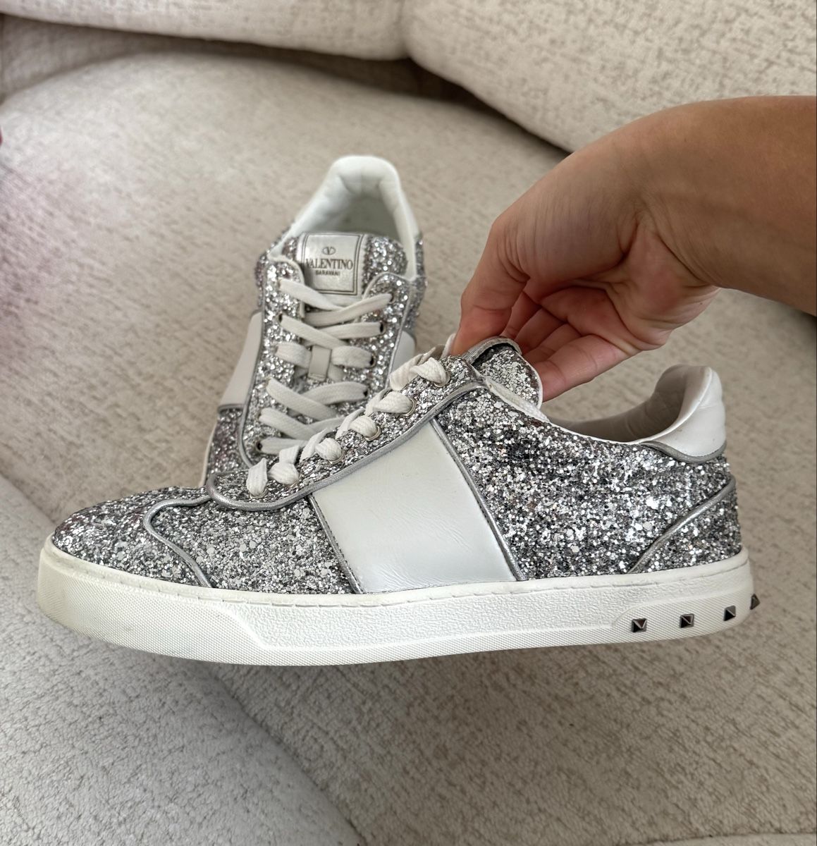 Valentino Scarpe da donna: Valentino Garavani Rockstud Sneaker Glitter – Usato da Zürich venduto da di_archive 9
