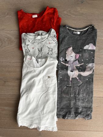 4 Mädchen-Langarmhemden, verschiedene Muster, Größe 110