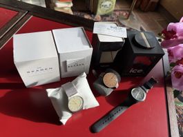 Lot de trois montres vintage : Skagen - Talco - Ice