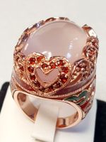 Ring mit Rosenquarz und Granaten neu Grösse 57