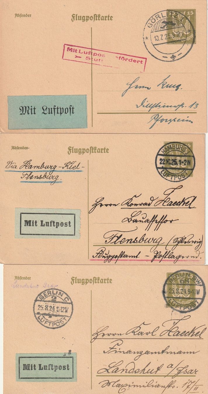 Tutti i francobolli: Deutsches Reich 3 GS-Pk Luftpost – Usato da Rorschacherberg venduto da fratovi2