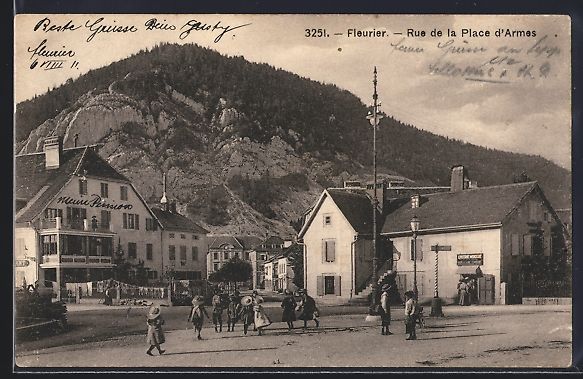 Cartoline postali: AK Fleurier, Rue de la Place d'Armes – Usato da Berlin venduto da bartko-reher