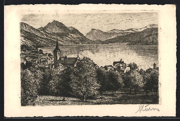 Cartes postales: Weggis, Uferpartie mit Kirche – D'occasion à Berlin par bartko-reher