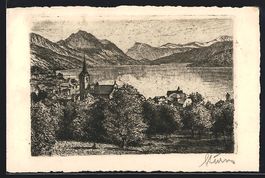 Weggis, Uferpartie mit Kirche