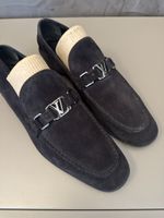 Louis Vuitton Suede Loafers Men Dark Blue Size 9 43