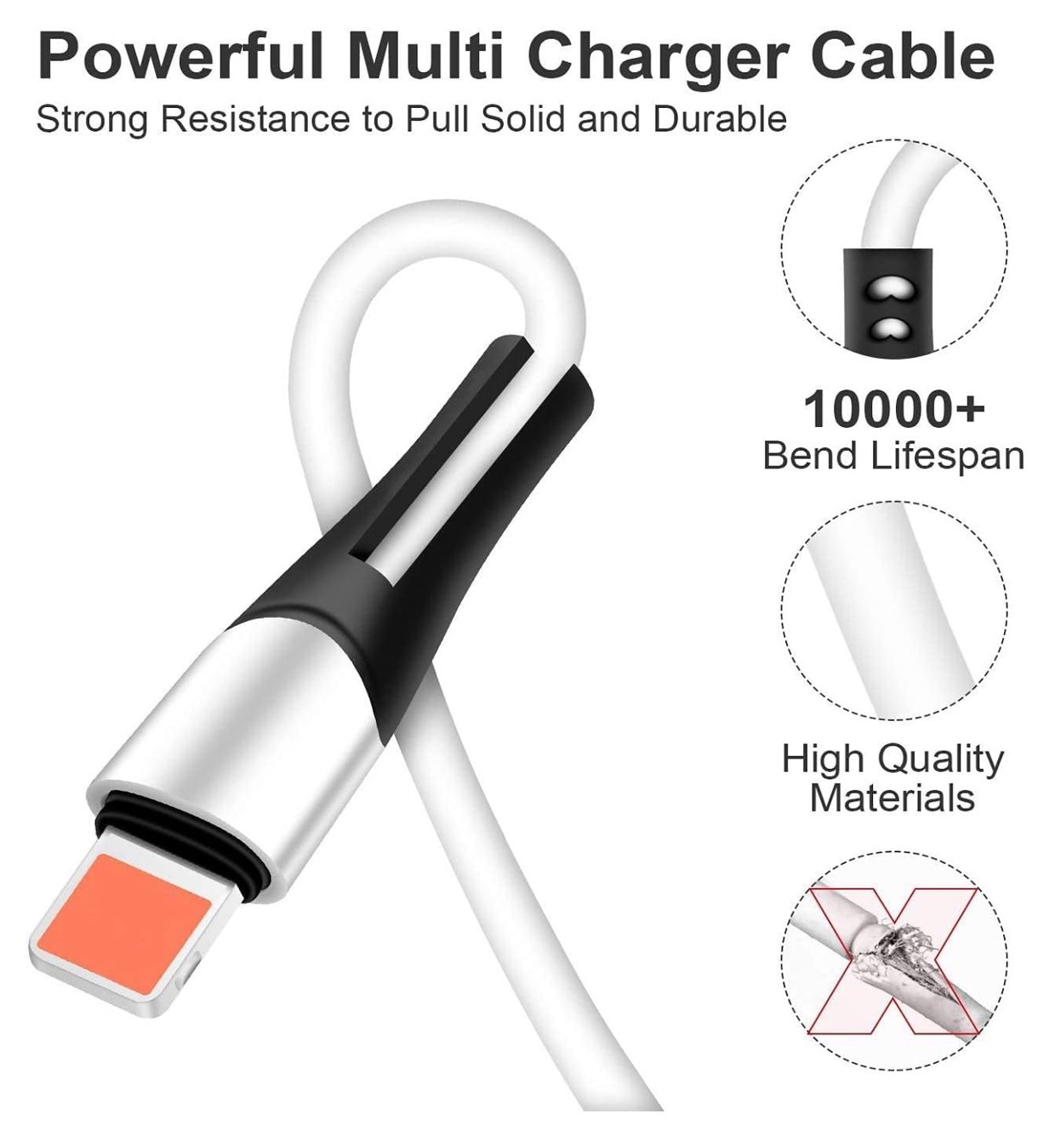 Caricabatterie: Multi USB Kabel 6 in 1, 3A 1.2M Universelles USB A/C – Nuovo e nell'imballaggio originale da Bülach venduto da StoreInShopSwiss 6
