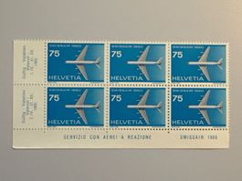 1960 Swissair 6er Block, postfrisch