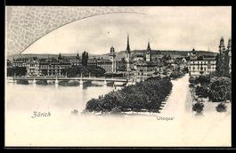 AK Zürich, Utoquai mit Ortsansicht
