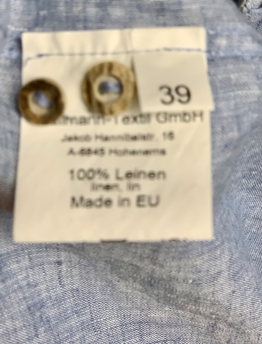 Camicie: Wallmann Trachten Riegel Hemd Pfoad Gr. 39 blau Leinen – Usato da Engelburg venduto da mamalanima 3