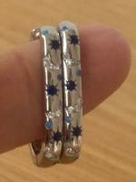 Luxus Elegante Ohrstecker  Silberfarben/ weiss blau