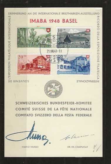 Tous les timbres: timbre Pro Patria 1948 B38 - B41  IMABA 1948 BASEL – D'occasion à Sorvilier par carose01