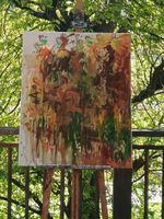 Abstraktes Originalgemälde „Herbstwald“ – Acryl auf Leinwand