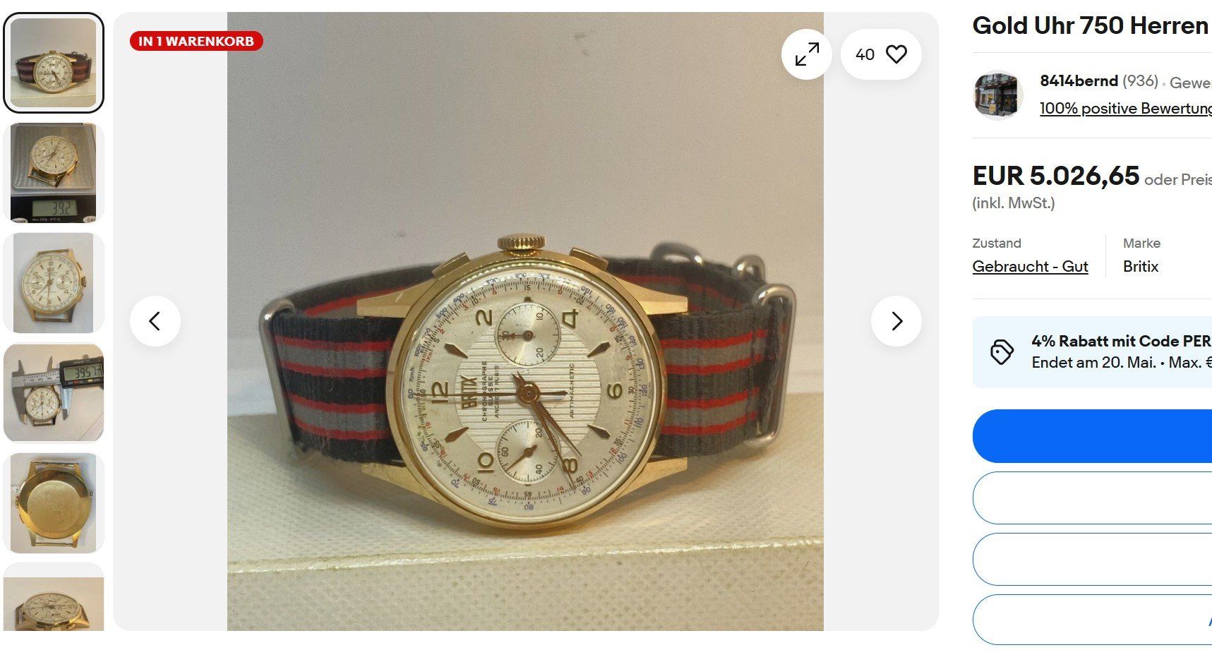 Orologi: BRITIX Chronograph 18k Gold – Usato da Meilen venduto da Anonymous3 8