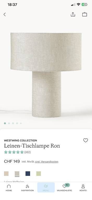 Westwing Nachttische: 2 beige Tischleuchten von Westwing – Gebraucht aus Obermumpf von saramya 3