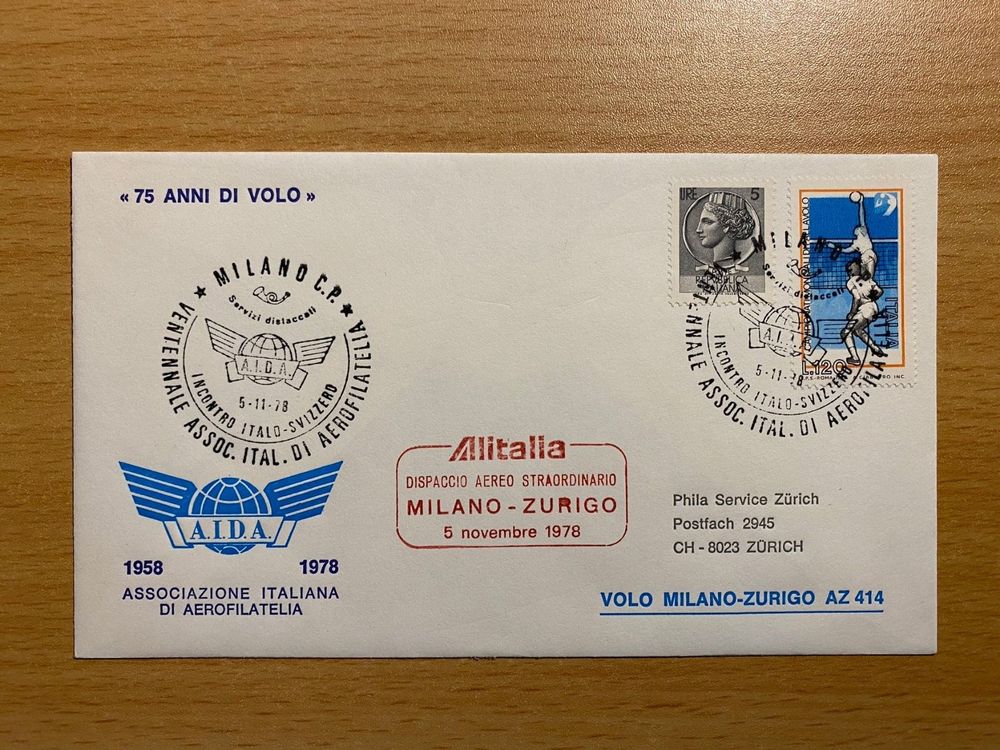 75 Jahre Flugverbindung Mailand-Zürich 1978 | Acheter sur Ricardo