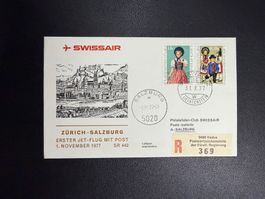 Swissair Erstflugbrief Zürich-Salzburg ab Liechtenstein 1977