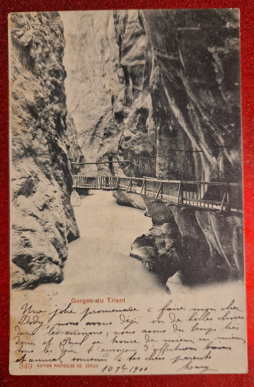 Cartoline postali: Gorges du Trient 11.11.1900 – Usato da Melchnau venduto da Fishel