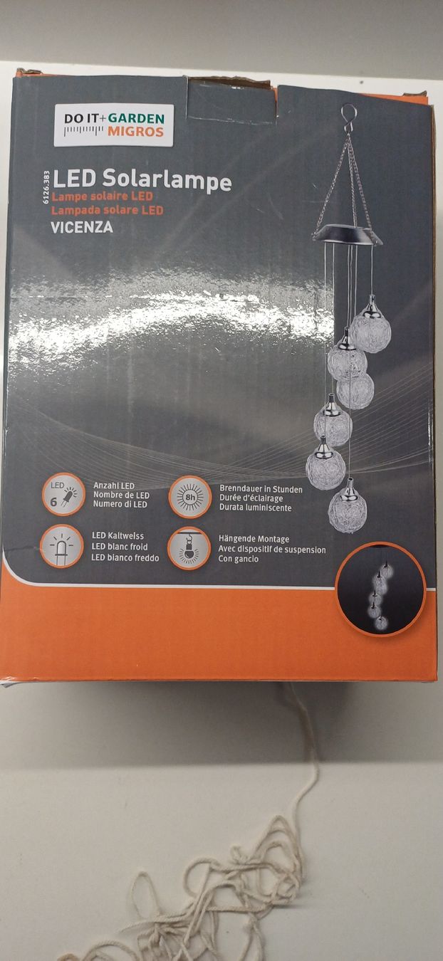Migros Ghirlande e barre luminose: Lampada solare LED Vicenza nuova – Nuovo (secondo la descrizione) da Origlio venduto da pao_lsz5