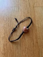 Bracelet cordon noir pendentif coeur pierre naturelle