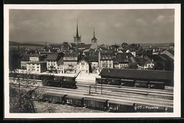 Payerne, Blick über den Bahnhof zur Kir