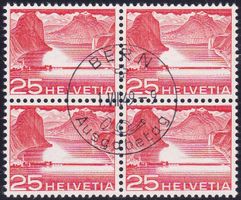 1949, T.+L. Serie im Viererblock mit ET-Ausgabetag-Zentrumst