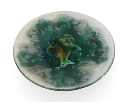 Glas-Teller grün-blau marmoriert