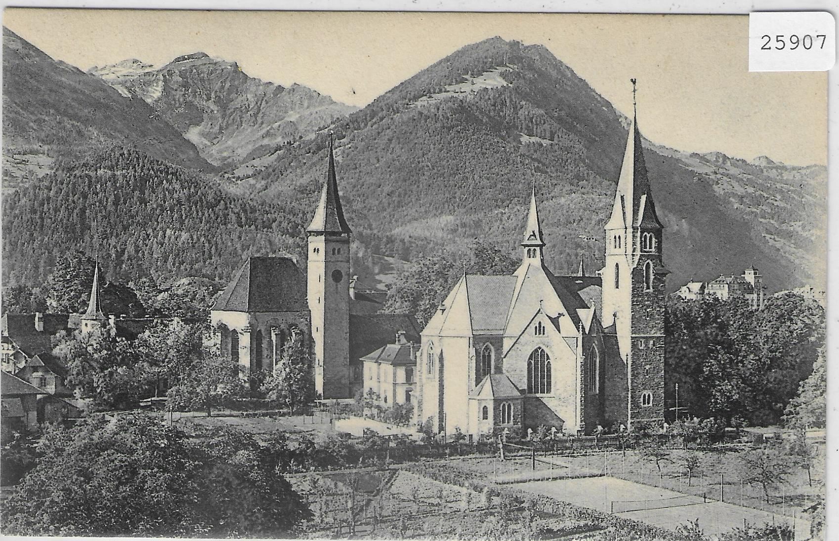 Cartes postales: Interlaken - Kath. und engl. Kirche – Antique à Ettingen par Kartenplanet