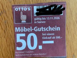 Ottos Möbel Gutschein CHF 50.-, gültig b. 13.11.2026, Sursee