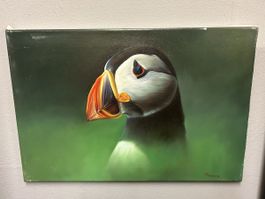 Hochwertiger Kunstdruck / Öldruck – Papageitaucher – 60 x 40