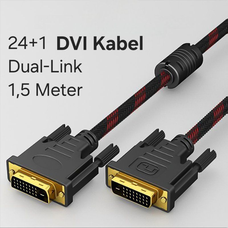 Cavi: Premium DVI 24+1 Dual-Link Kabel / 1,5 Meter / braided – Nuovo e nell'imballaggio originale da Uster venduto da -FPS-