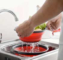 faltbares Küchensieb Abtropfsieb, rot Sieb